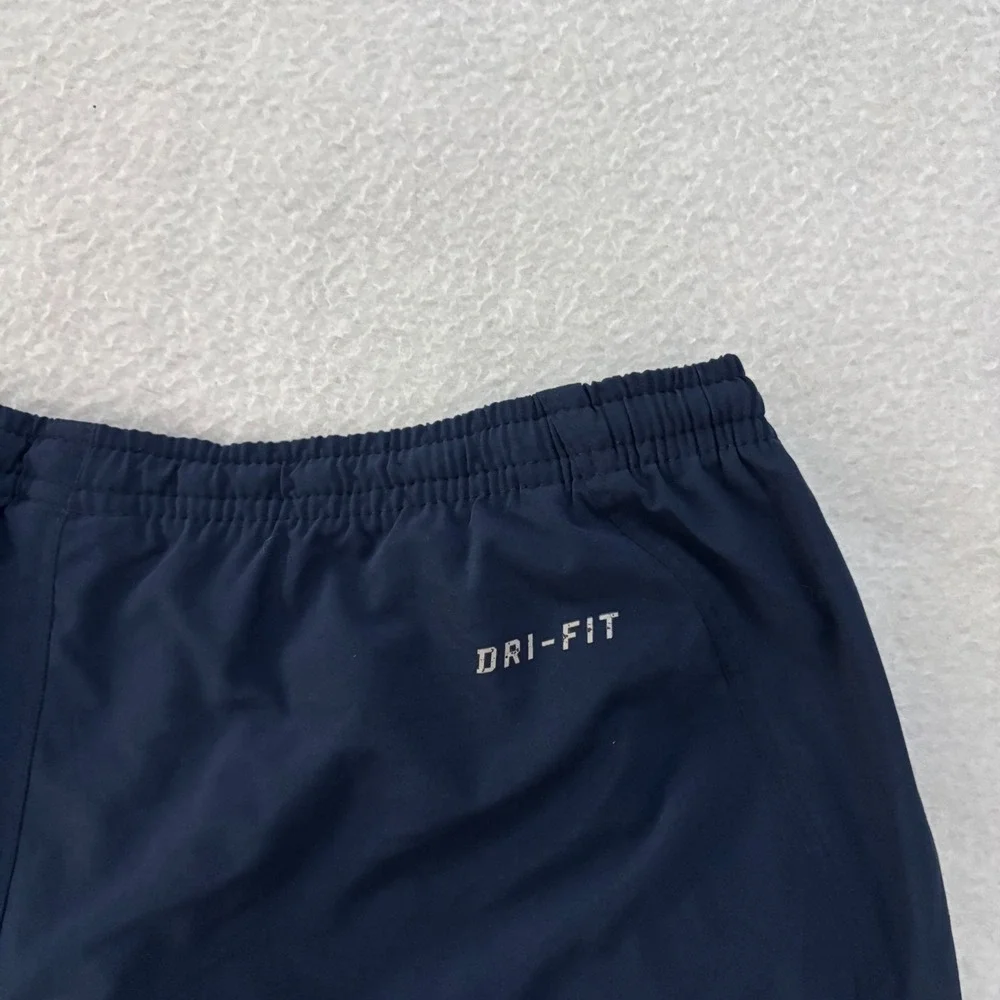 Nike Dri-FIT Mens Track Pants Navy Blue Grey Stripe Zipper Pockets Large